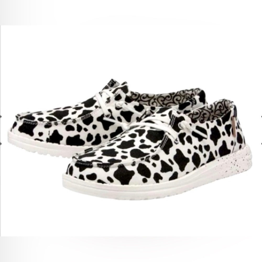 Hey Dude Wendy Milky Way Cow Print Women’s Shoes - Brand New